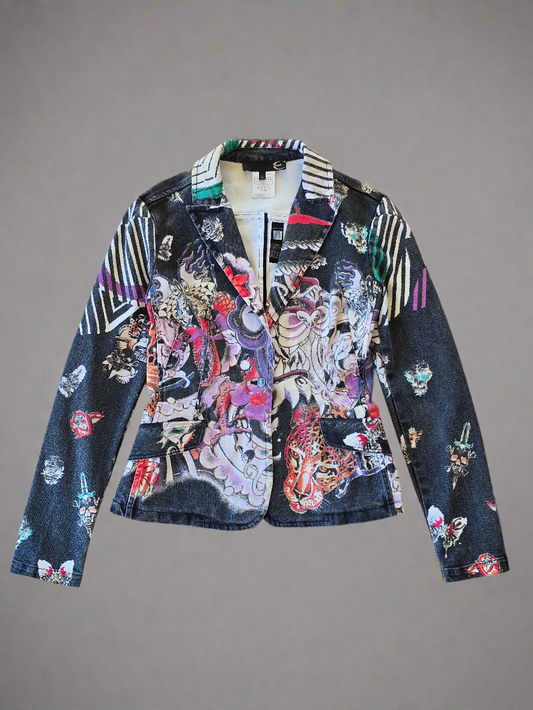 Just Cavalli Tattoo-Print Blazer – Early 2000s, Size S