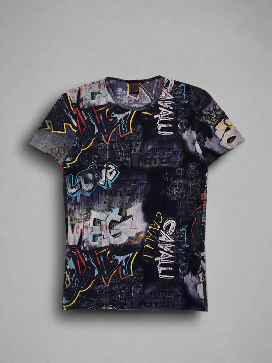 Roberto Cavalli - Multicolor Graffiti T-Shirt - Early '00s XS