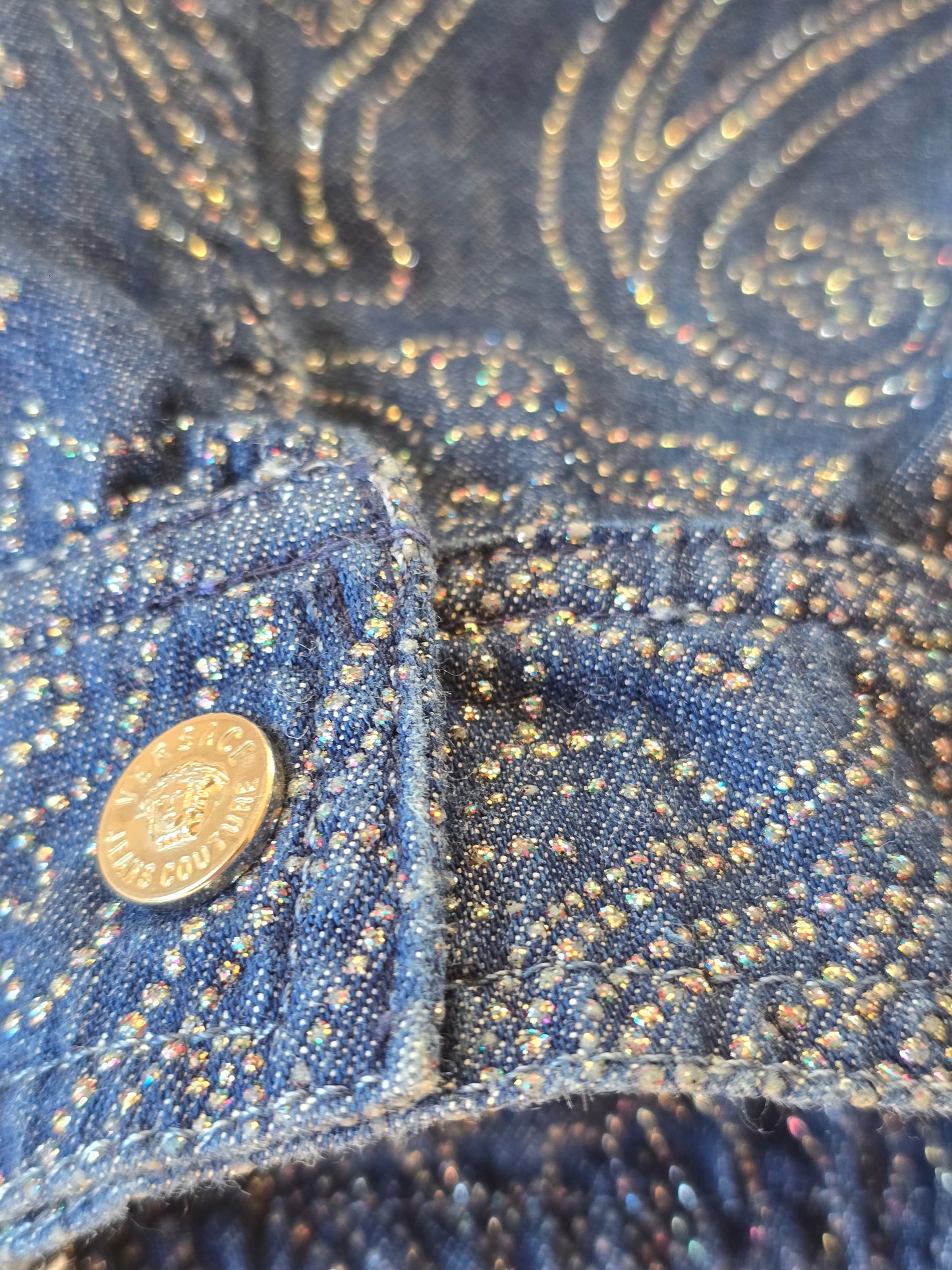 Versace Jeans Couture – Glitter Paisley Denim Jacket (1999–2001)
