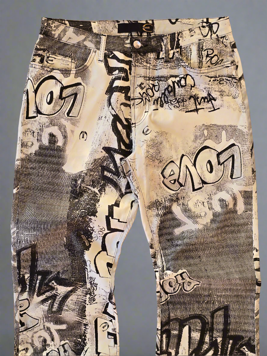 Just Cavalli Graffiti-Print Flared Pants – SS2002 - IT 48