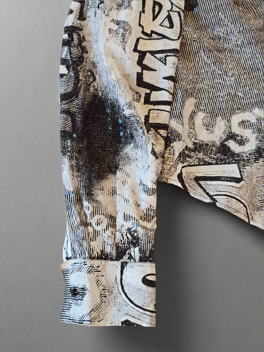 Just Cavalli – Graffiti print shirt & skirt set (early 2000s)