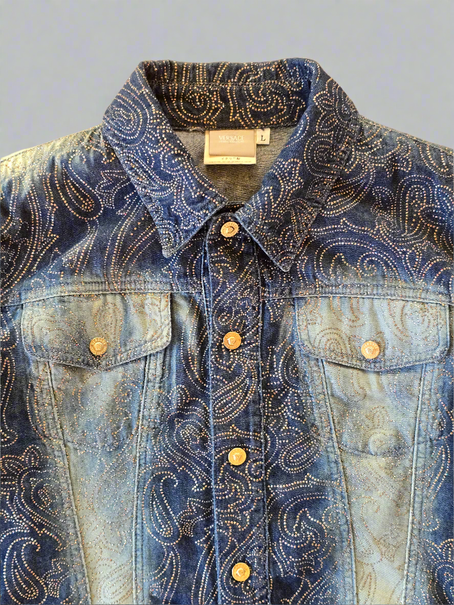 Versace Jeans Couture – Glitter Paisley Denim Jacket (1999–2001)