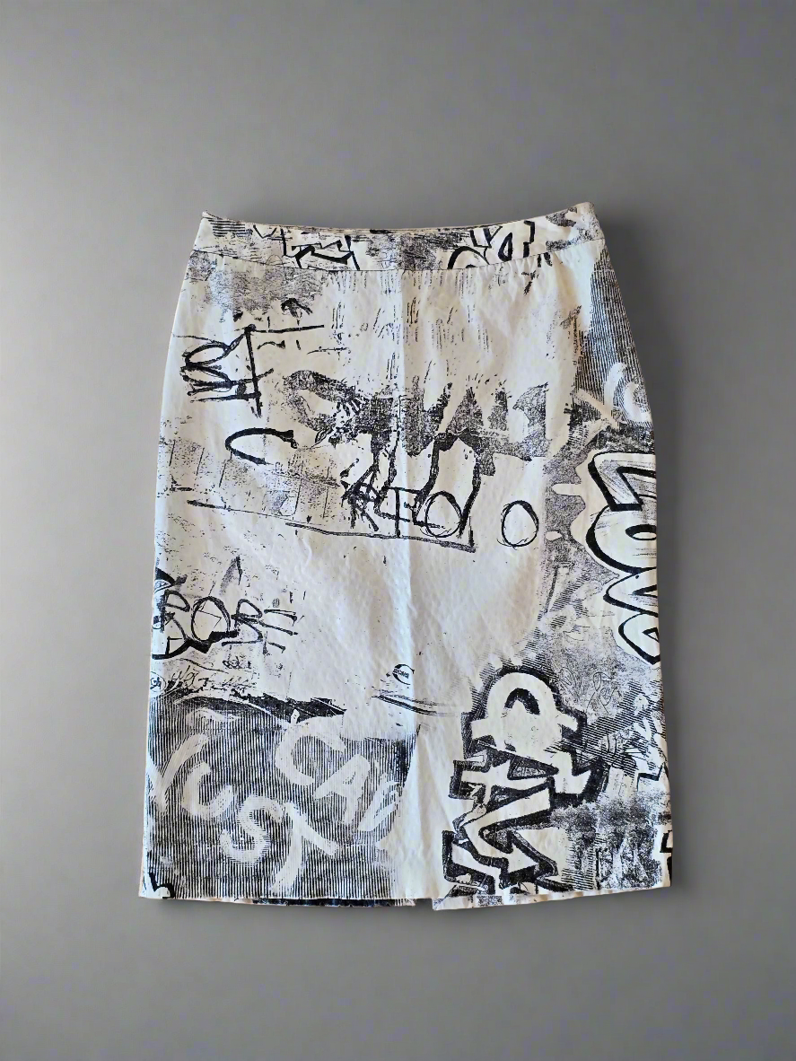Just Cavalli – Graffiti print shirt & skirt set (early 2000s)