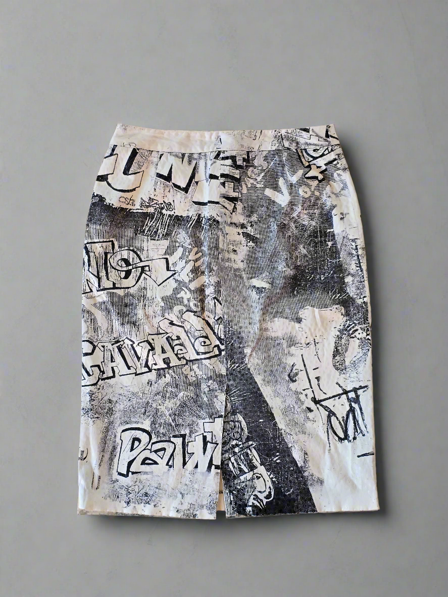 Just Cavalli – Graffiti print shirt & skirt set (early 2000s)