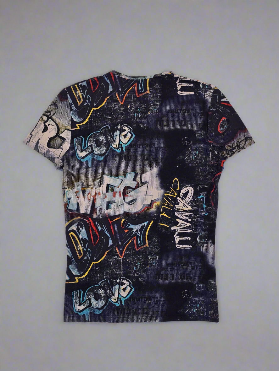 Roberto Cavalli - Multicolor Graffiti T-Shirt - Early '00s XS