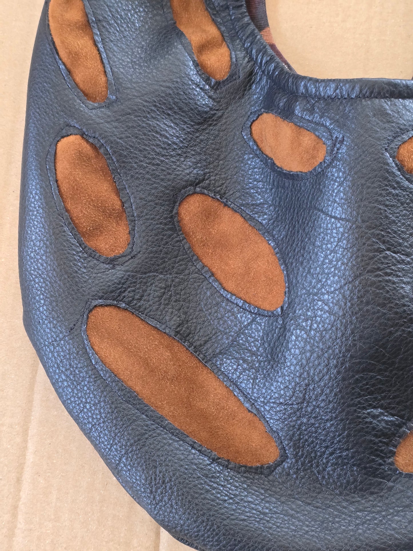 Black Leather/Suede Bag — Other Materials