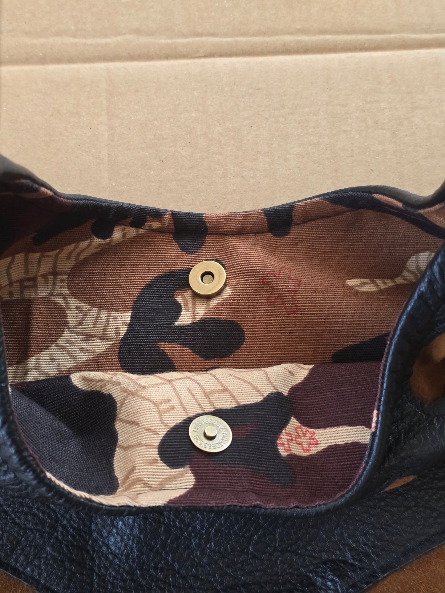 Black Leather/Suede Bag — Other Materials