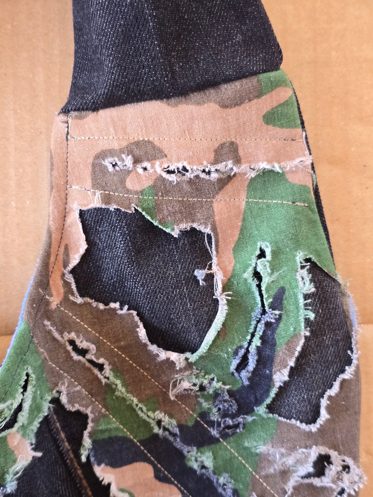 Black Denim/Camouflage Bag — Other Materials