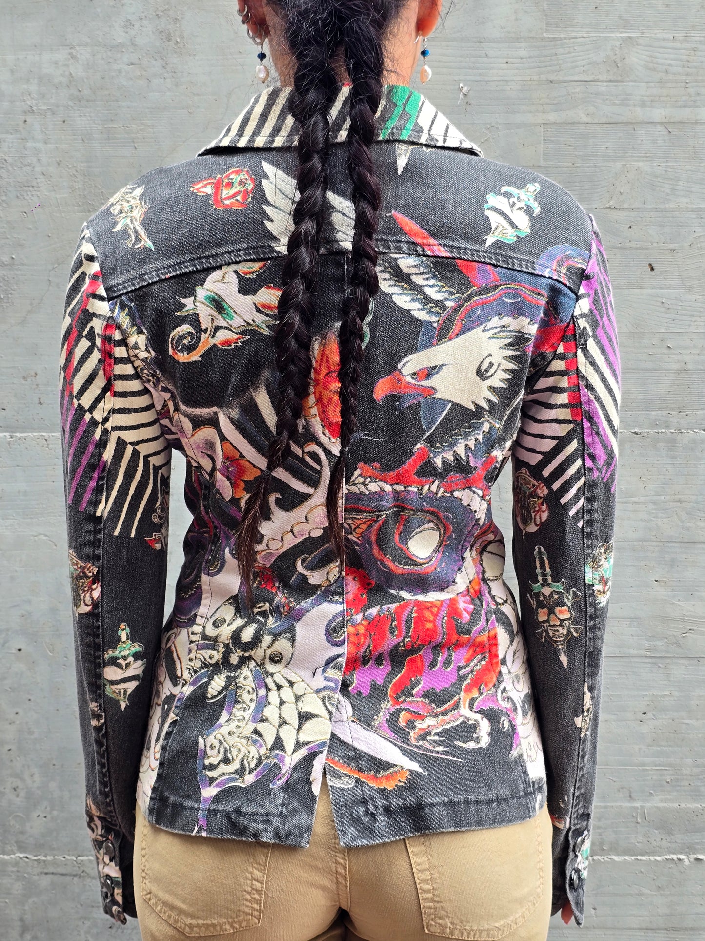 Just Cavalli Tattoo-Print Blazer – Early 2000s, Size S