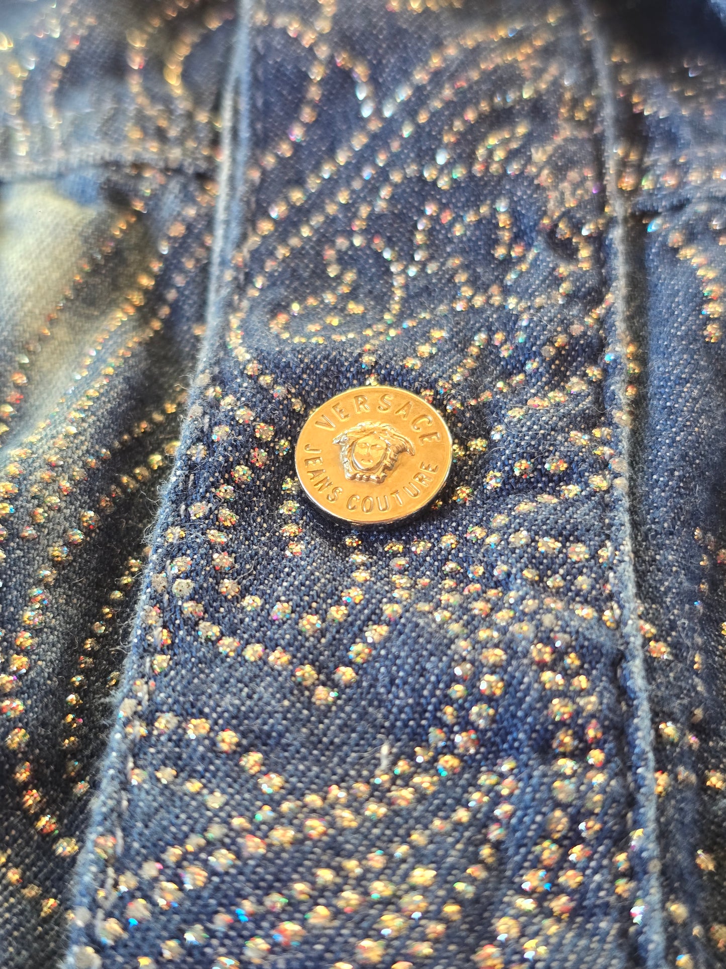 Versace Jeans Couture – Glitter Paisley Denim Jacket (1999–2001)