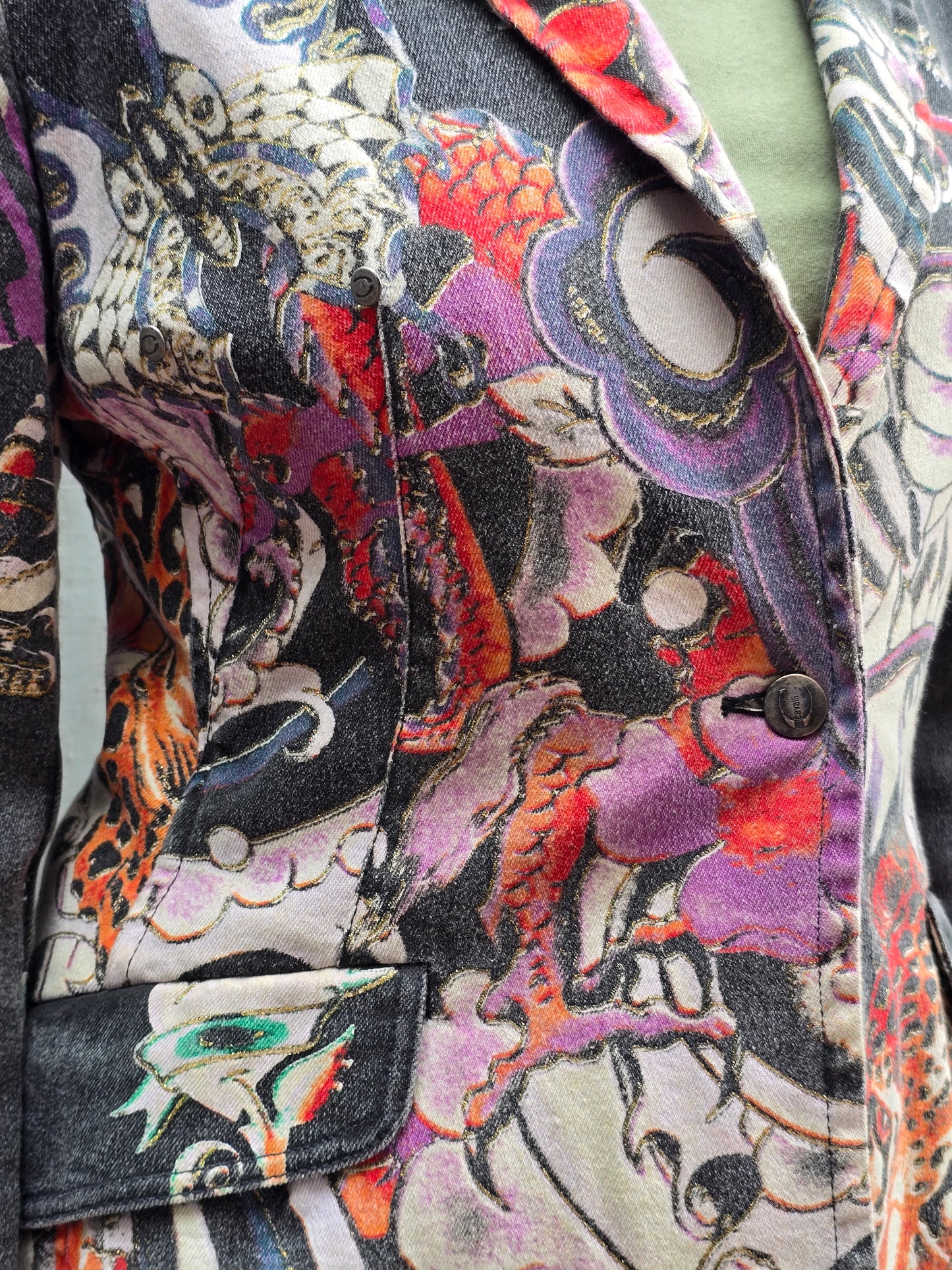 Just Cavalli Tattoo-Print Blazer – Early 2000s, Size S