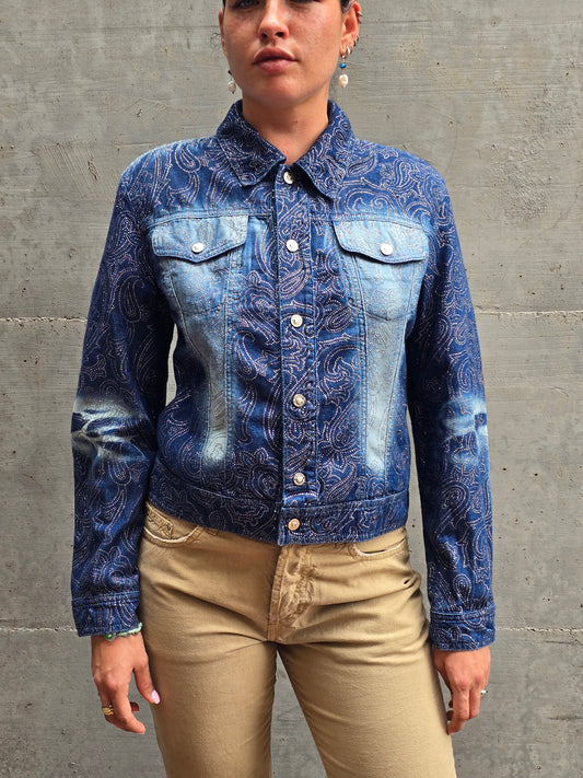 Versace Jeans Couture – Glitter Paisley Denim Jacket (1999–2001)