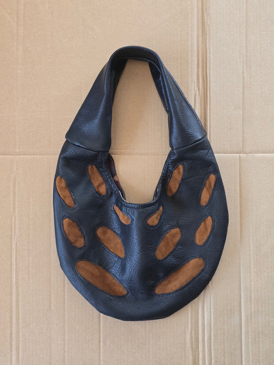 Black Leather/Suede Bag — Other Materials