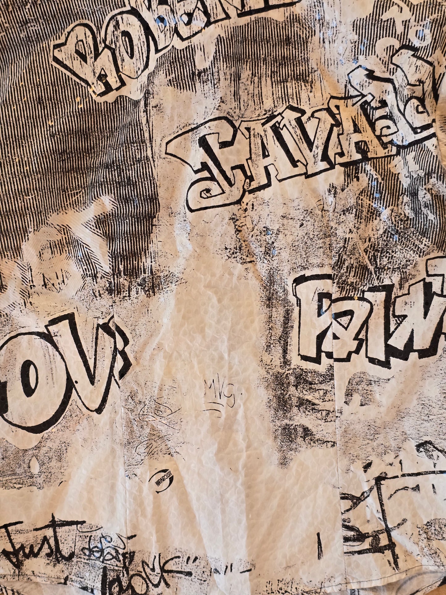 Just Cavalli – Graffiti print shirt & skirt set (early 2000s)