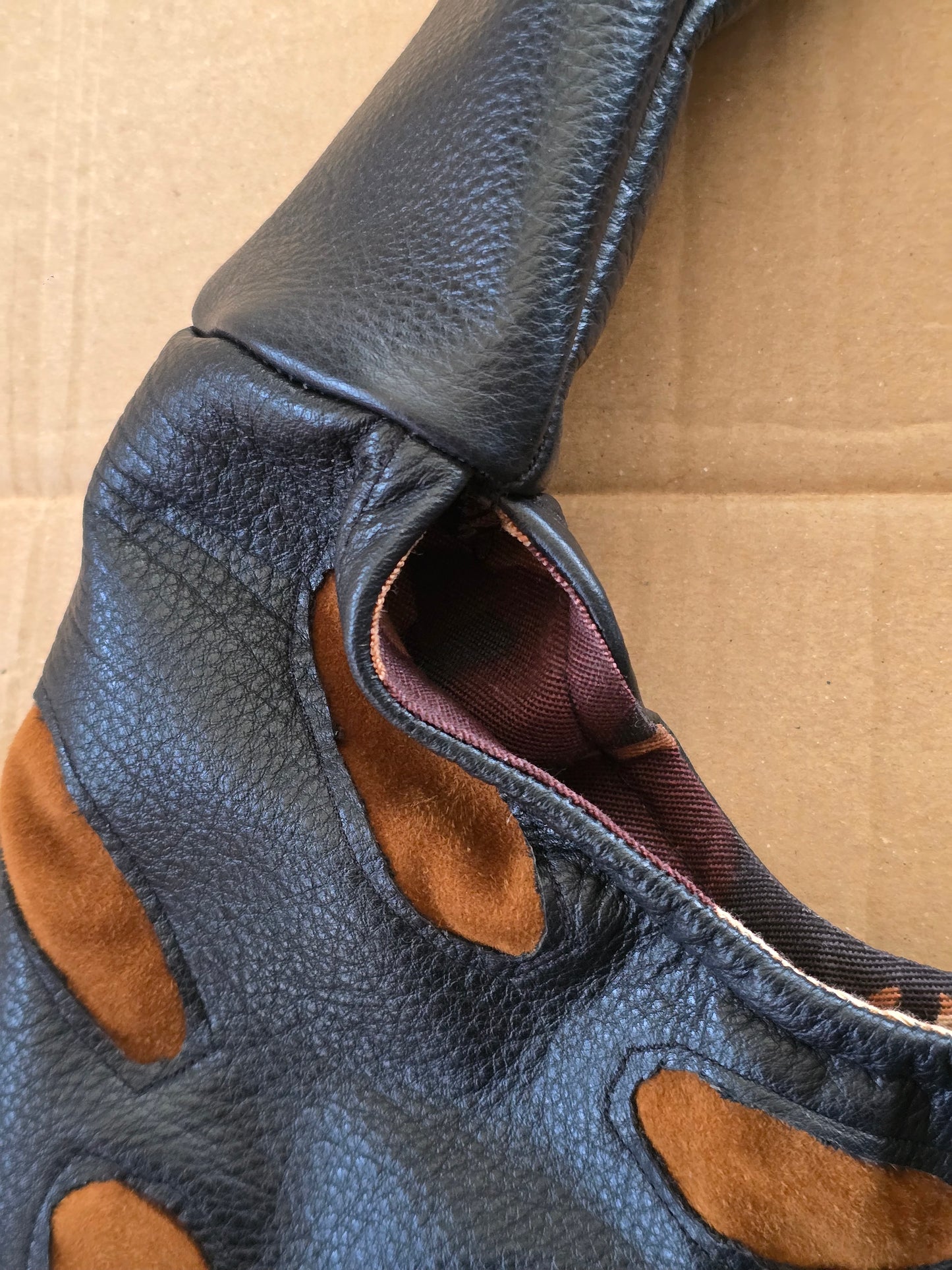 Black Leather/Suede Bag — Other Materials