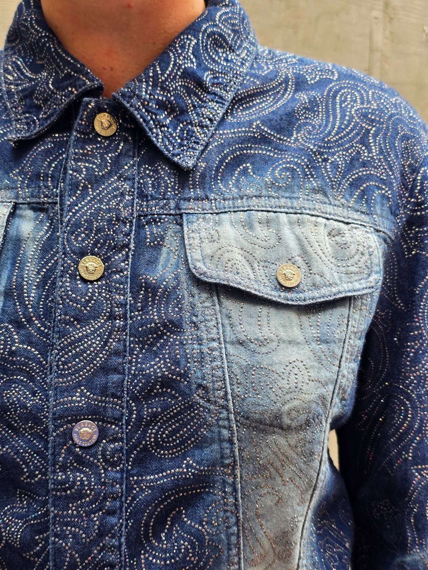 Versace Jeans Couture – Glitter Paisley Denim Jacket (1999–2001)