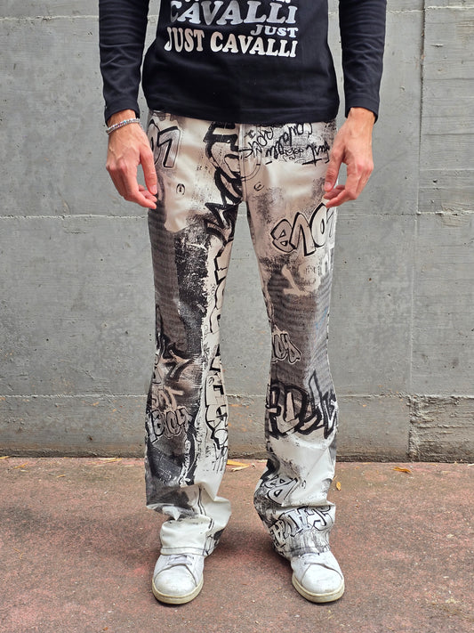 Just Cavalli Graffiti-Print Flared Pants – SS2002 - IT 48
