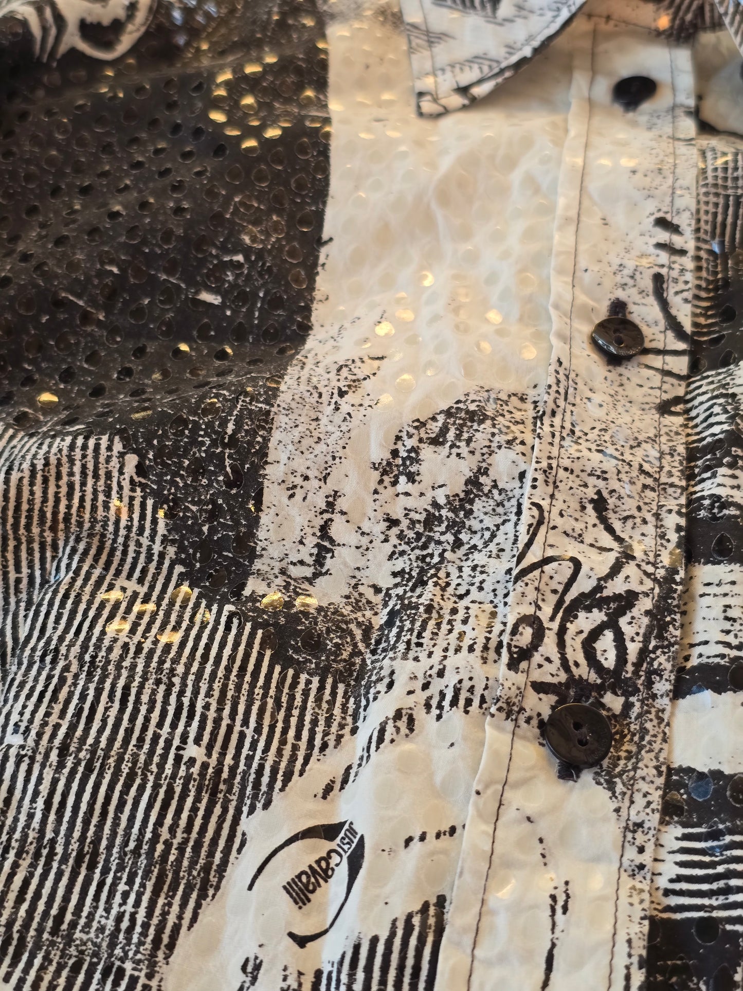 Just Cavalli – Graffiti print shirt & skirt set (early 2000s)