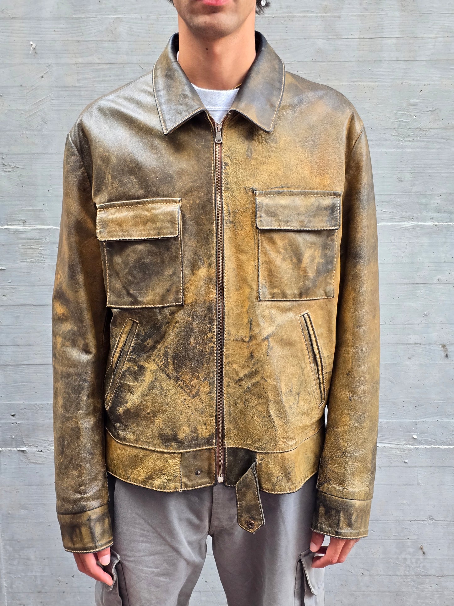 Piter – Distressed Leather Jacket – IT 54
