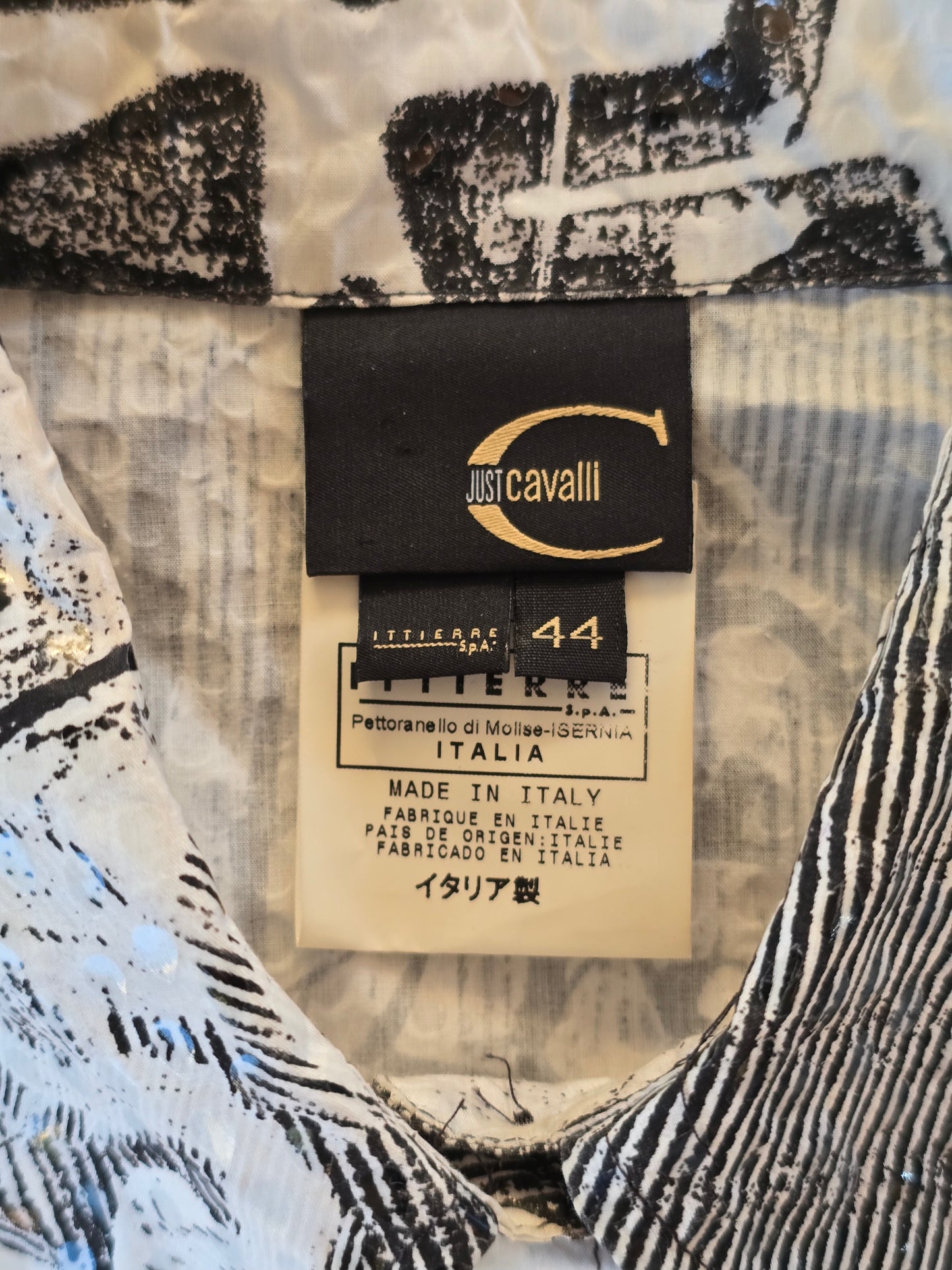 Just Cavalli – Graffiti print shirt & skirt set (early 2000s)