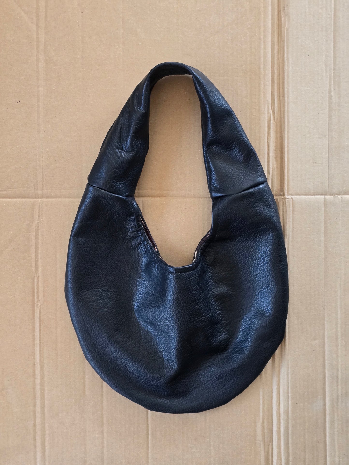 Black Leather/Suede Bag — Other Materials
