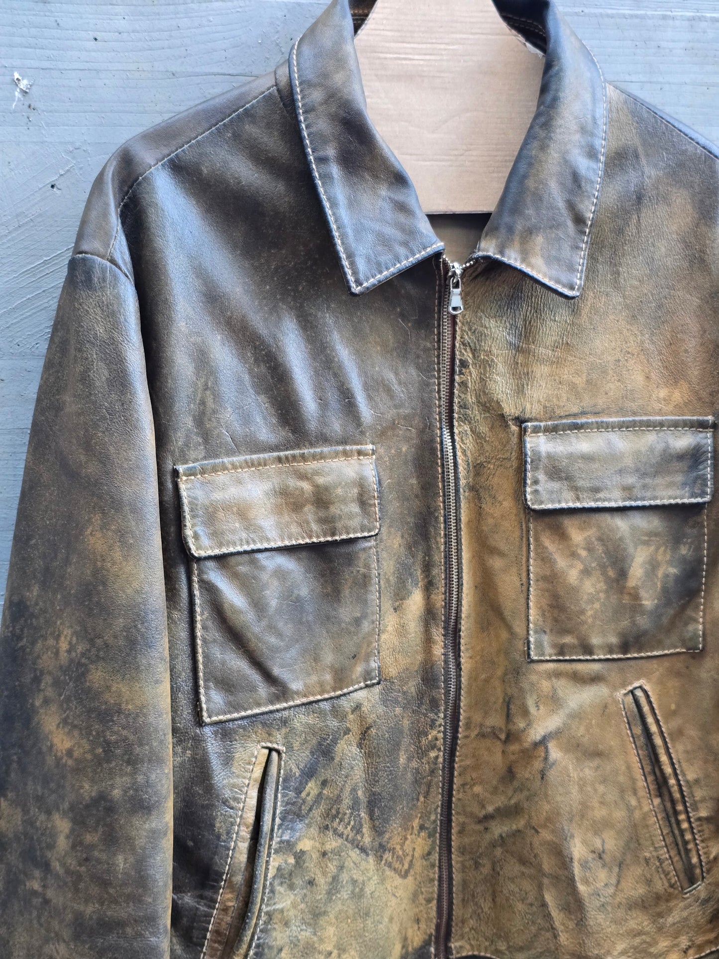 Piter – Distressed Leather Jacket – IT 54