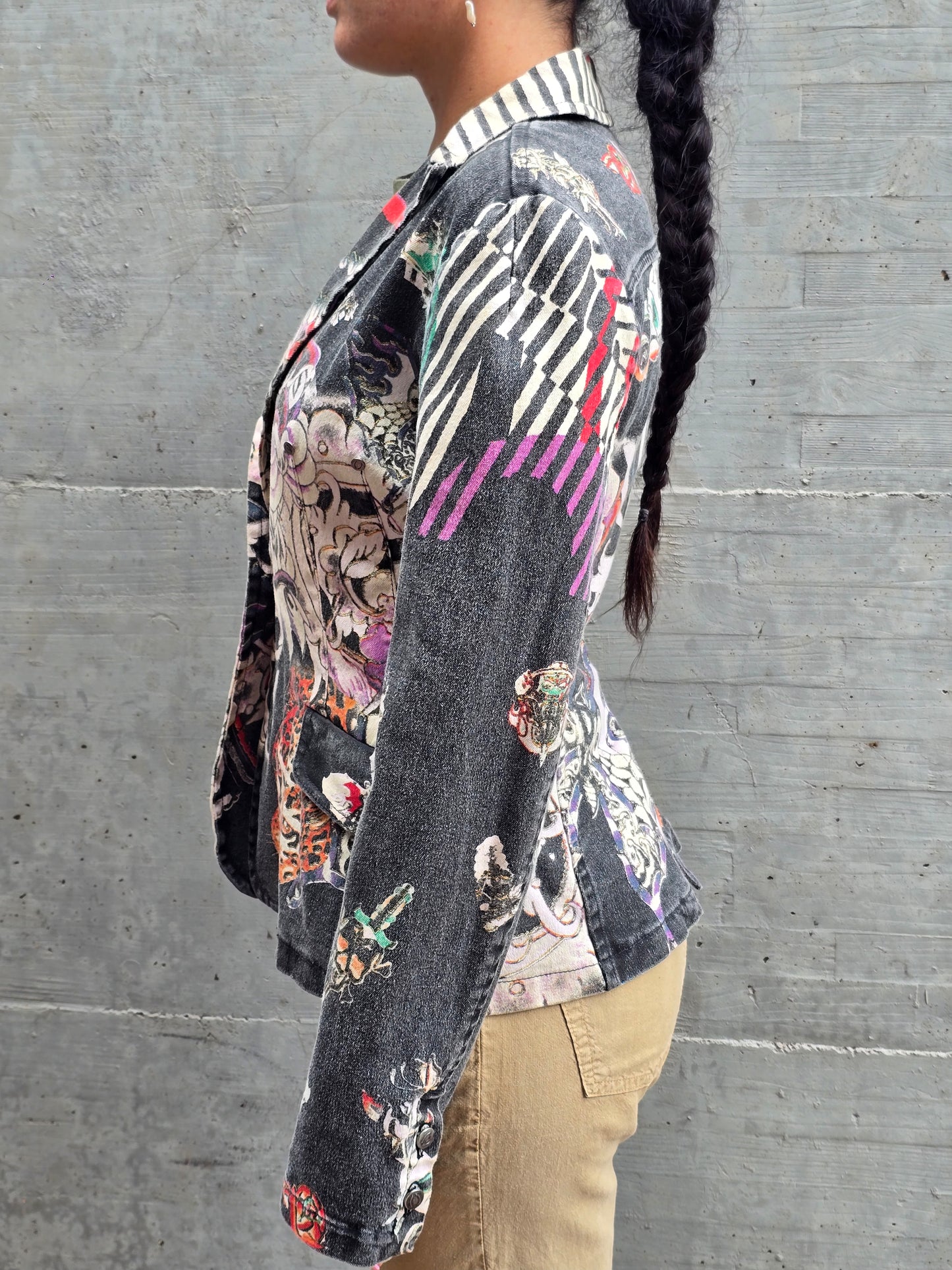 Just Cavalli Tattoo-Print Blazer – Early 2000s, Size S