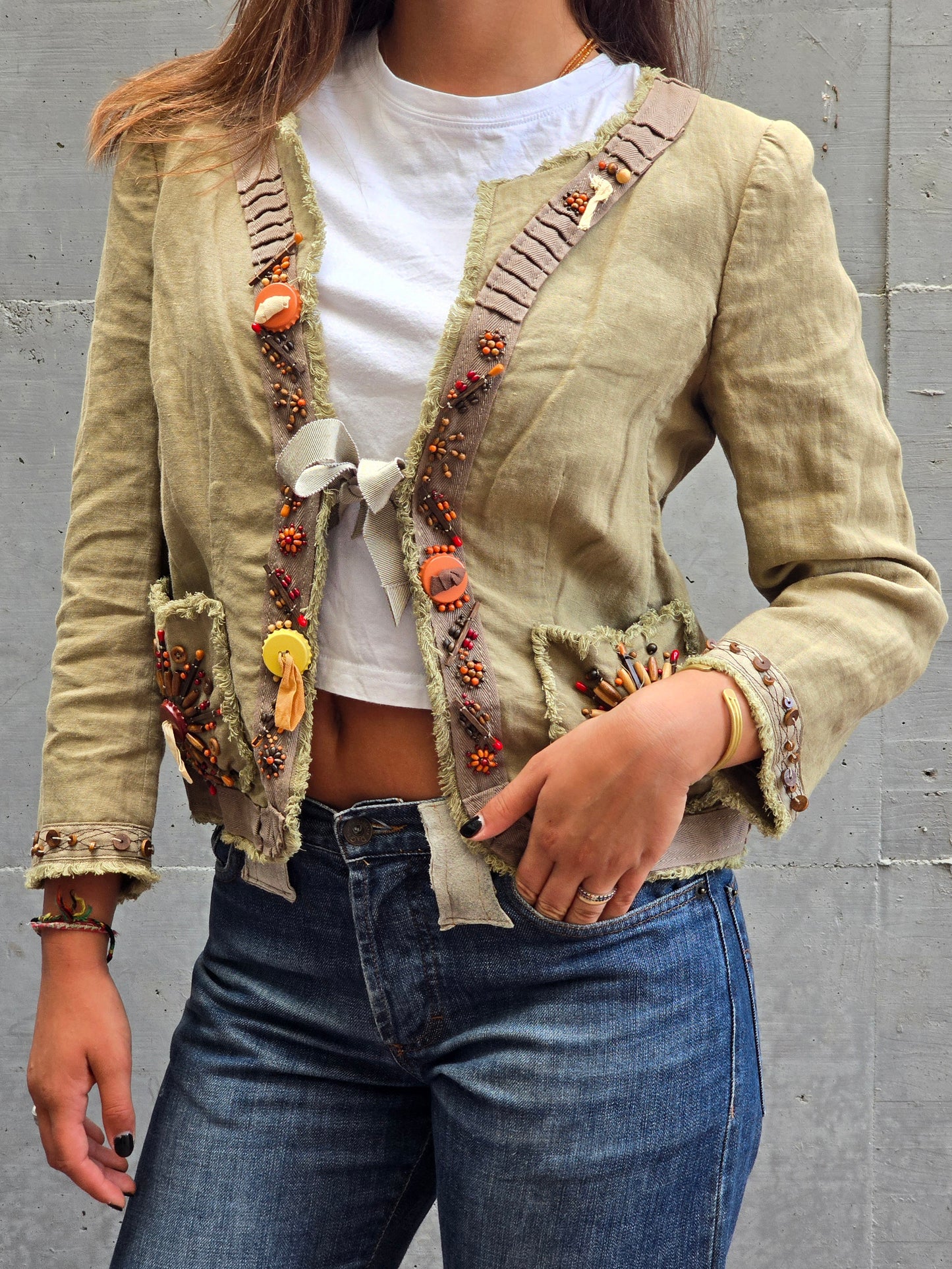 Moschino – Green cotton/linen jacket – Early ’00s – IT 42